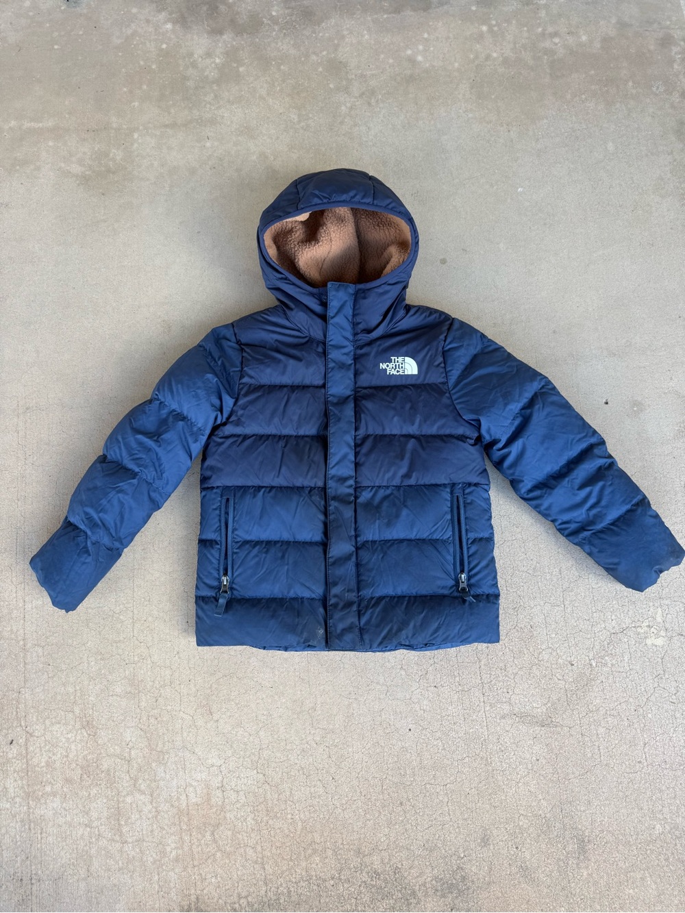 The North Face Boys Navy Hooded Puffer Jacket Size 7/8